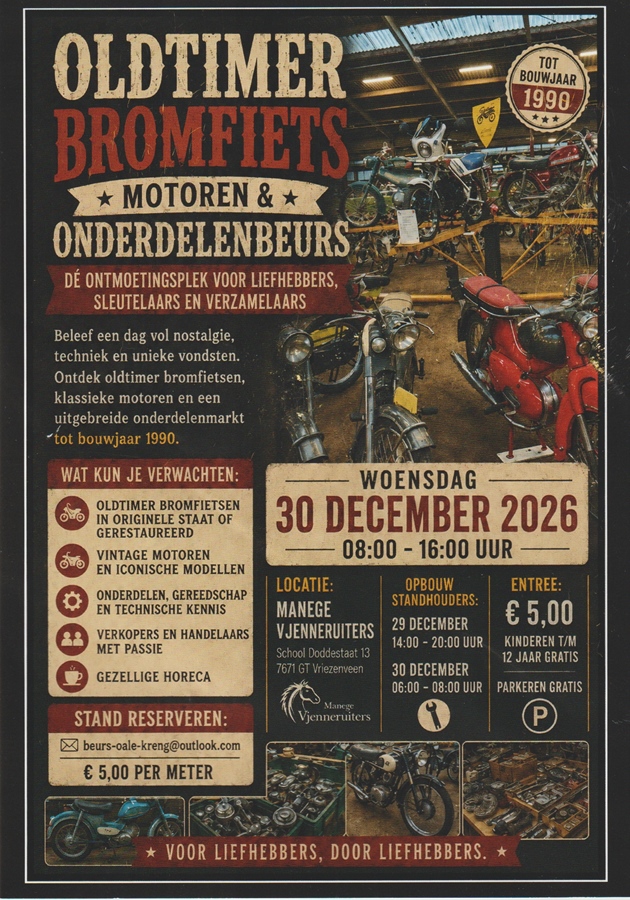 Oldtimer bromfiets, motoren en onderdelen beurs