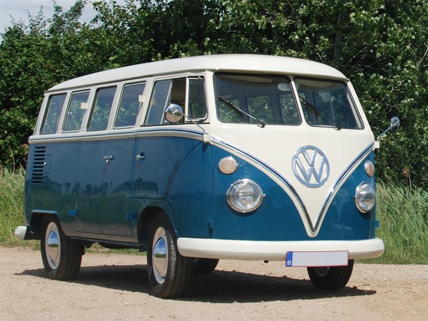 Oldtimer te huur: Volkswagen T1 15 ramen bus
